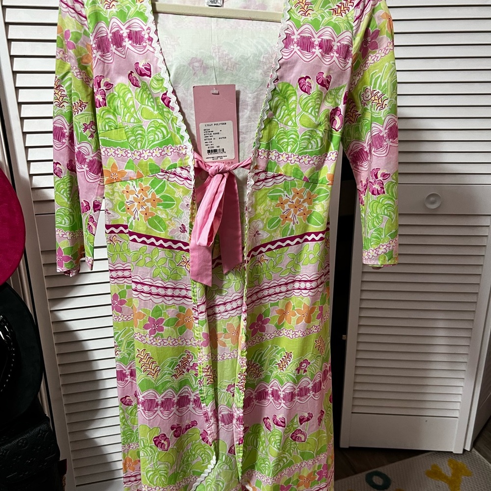 Vintage White label Lilly Pulitzer Pink and Green Floral Tunic